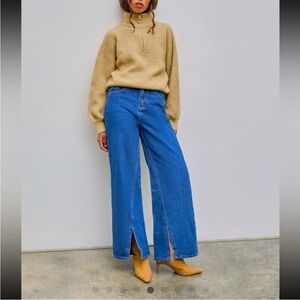 🍋 Wool blend stand collar long sleeve top